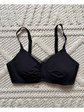 Honeylove Crossover Contour Black Bra Wireless Padded Smoothing Size S 34B/C